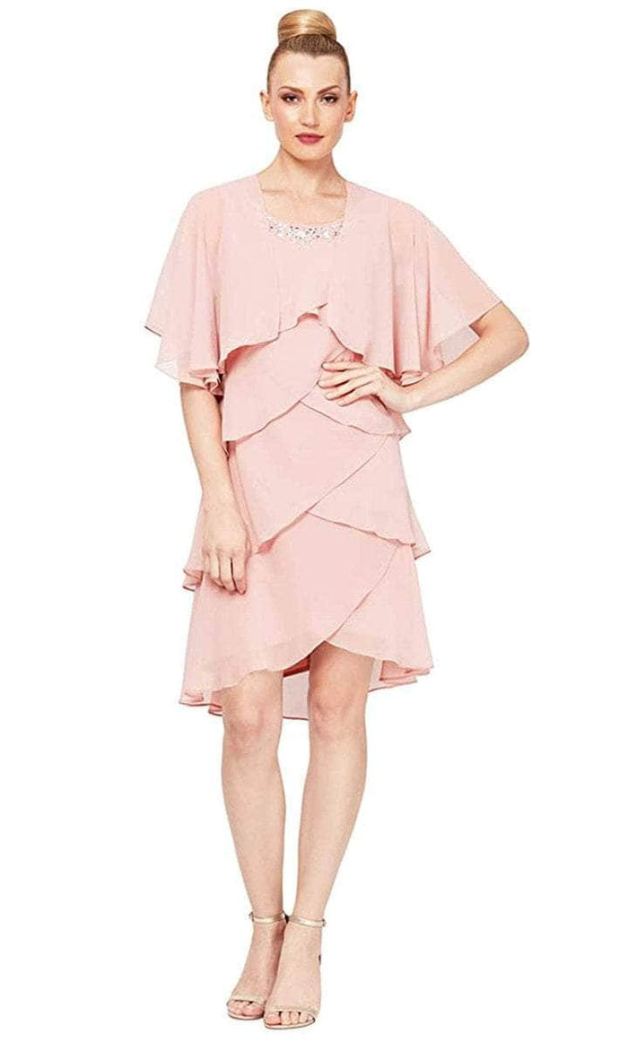 SLNY - Scoop Tiered A-Line Cocktail Dress SL112296  - 2 pc Faded Rose In Size 16 and 18 Available CCSALE