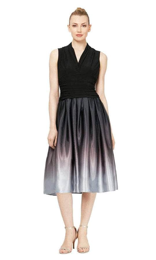 SLNY - Sleeveless Ombre A-Line Cocktail Dress 9151108 - 1 pc Blk Sil In Size 16 Available CCSALE 16 / Black Silver