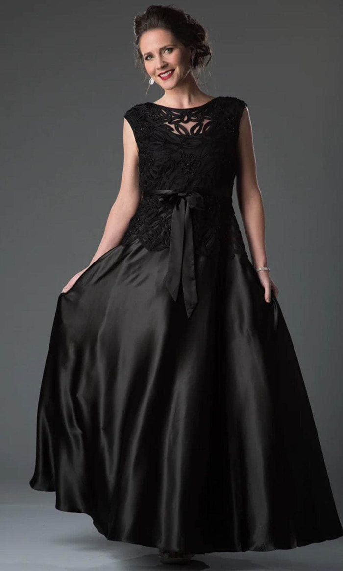 Soulmates 1611 - Soulmates Embellished Bow Evening Bridesmaid Dress Bridesmaid Dresses Black / S