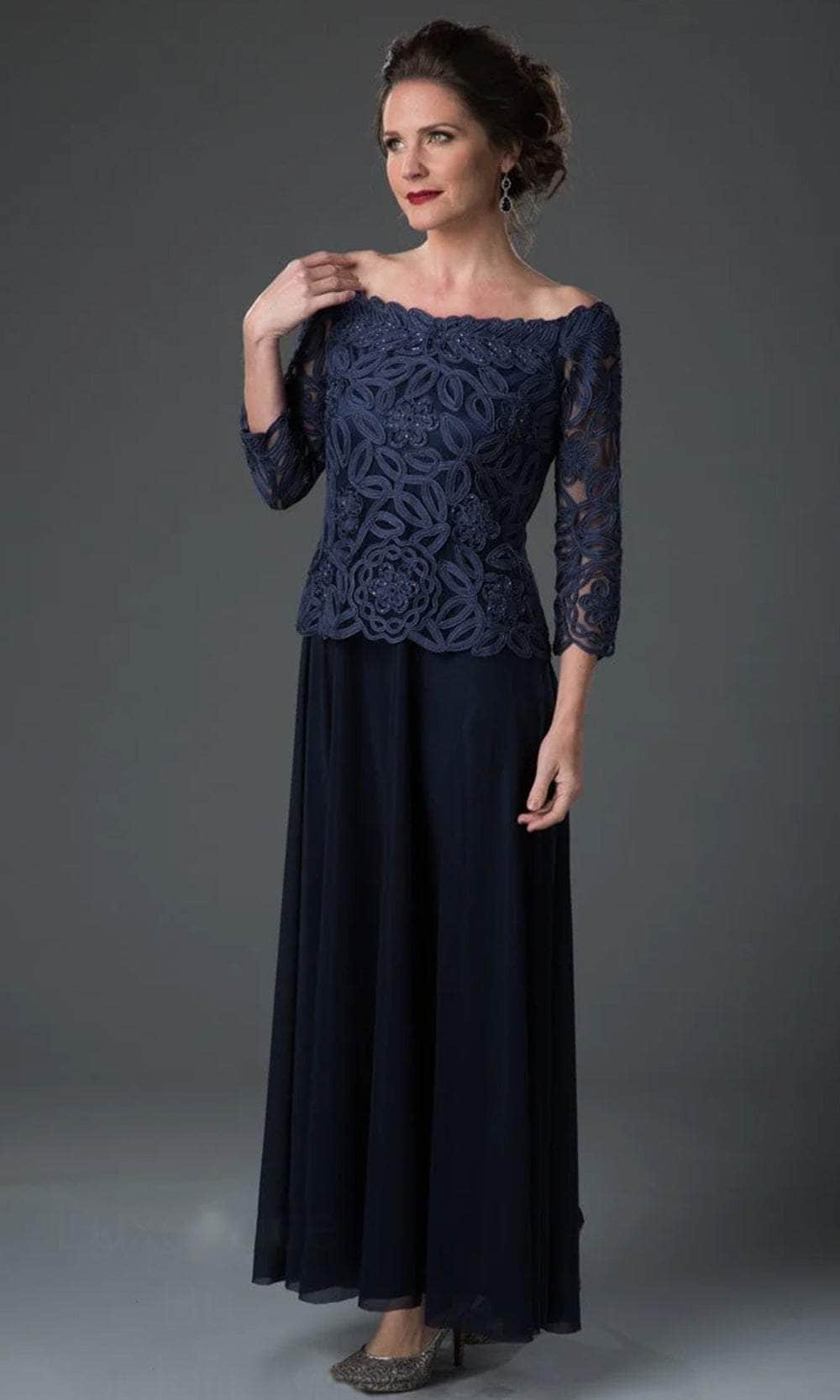 Plus Size Chiffon Lace Evening Dresses With Sleeves With V Neck, 3/4 Sleeves,  Ruffles, And Empire Waist 2020 Prom & Party Gown From Hxhdress, $125.73 |  DHgate.Com