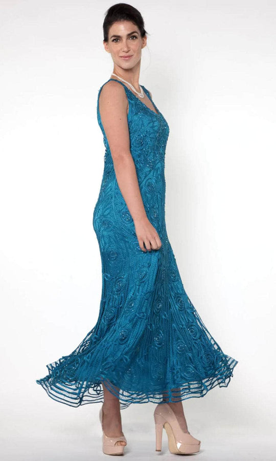 Soulmates C1068 - Beaded Silk Lace Collar Jacket With Godet Dress Set