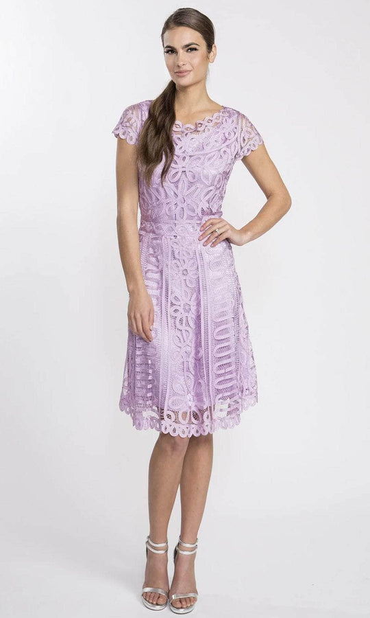 Soulmates D1319 - Women'S Boat Neck A-Line Lace Cocktail Dress