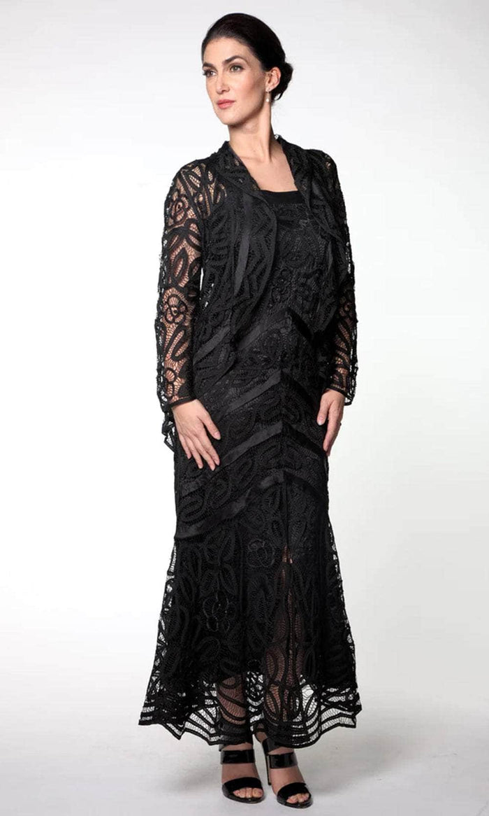 Soulmates D7069 - Hand Crochet Dress And Jacket D7069 Evening Dresses Black / S