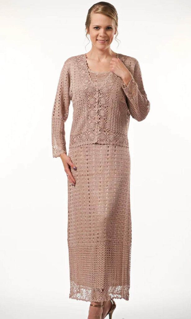 Soulmates G1006 Hand Crocheted Dress with Jacket Set, Mauve / XL Soulmates G1006 Hand Crocheted Dress with Jacket Set, Mauve / XL