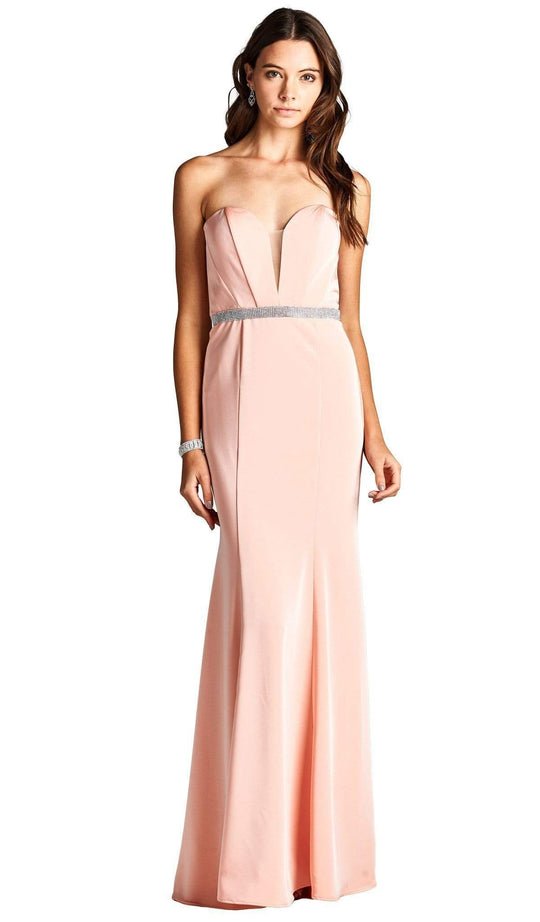 Strapless Deep Sweetheart Sheath Evening Dress Dress XXS / Blush