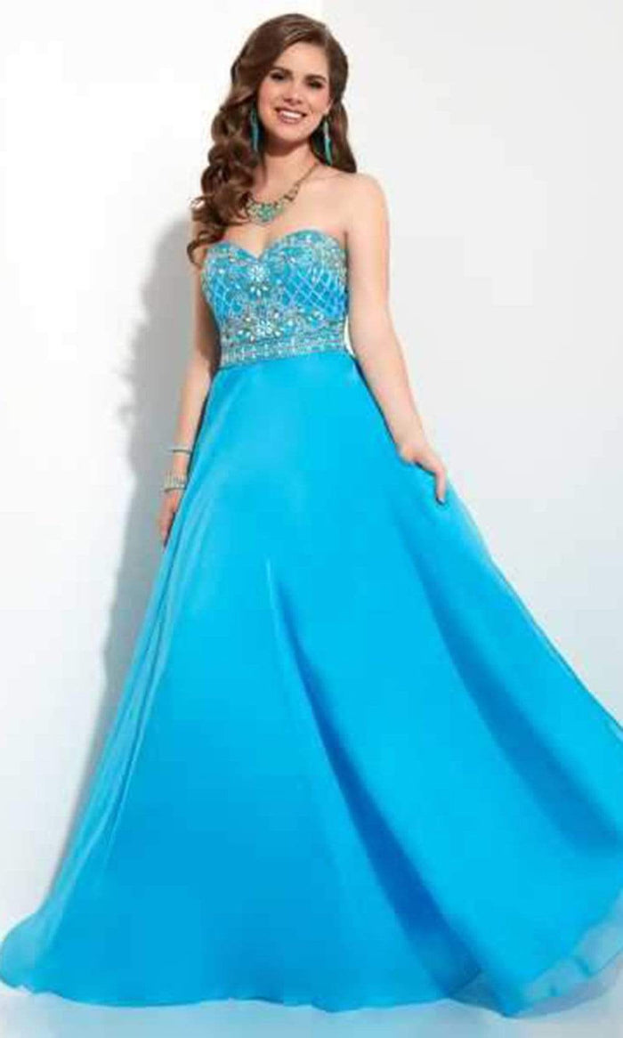 Studio 17 - Strapless Low Open Back Embellished Gown 12610 - 1 pc Turquoise In Size 12 Available CCSALE 12 / Turquoise