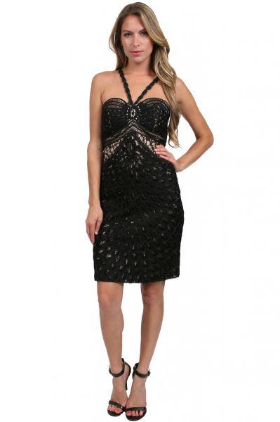 Sue Wong Applique Dress Cocktail Dress CCSALE 6 / Black