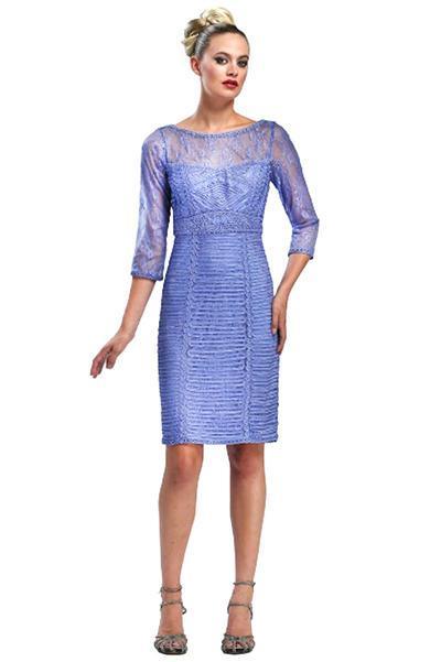 Sue Wong Bateau Lace Column Dress N5161 CCSALE 0 / Periwinkle