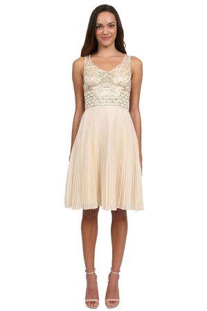 Sue Wong Dress With Pleated Skirt Cocktail Dress CCSALE 8 / Champagne