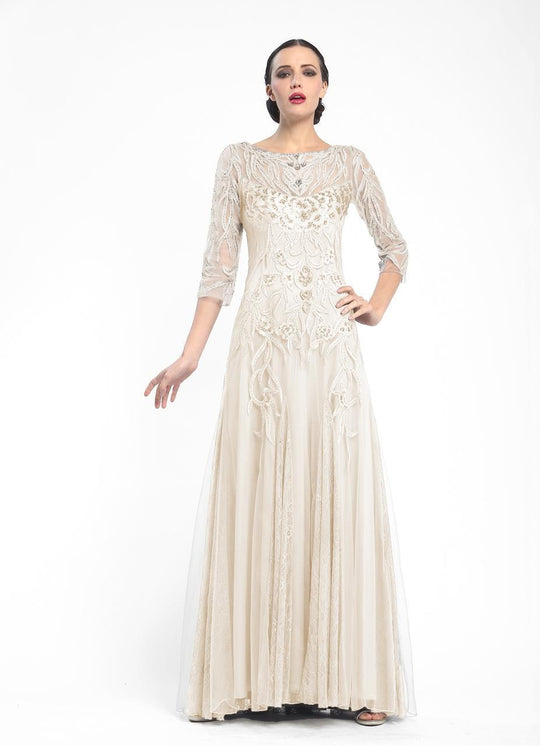 Sue Wong Embroidered Illusion Bateau Gown W5300 - 1 pc Ivory in Size 12 Available CCSALE 12 / Ivory