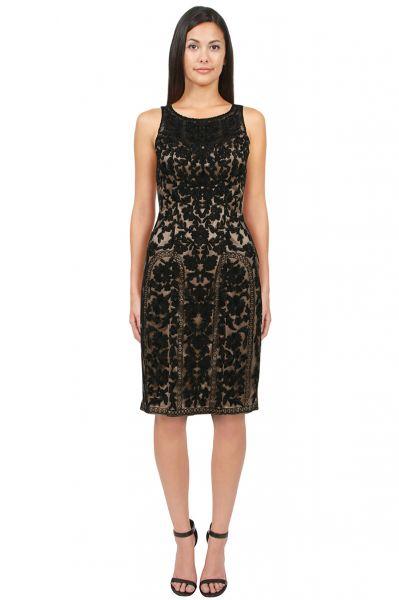 Sue Wong High Neck Embroidered Dress Cocktail Dress CCSALE 4 / Black