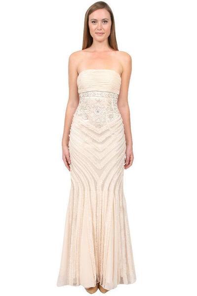 Sue Wong - N0230 Strapless Ruffle Trim Mermaid Gown - 1 pc Champaign In Size 4 Available CCSALE 4 / Champaign