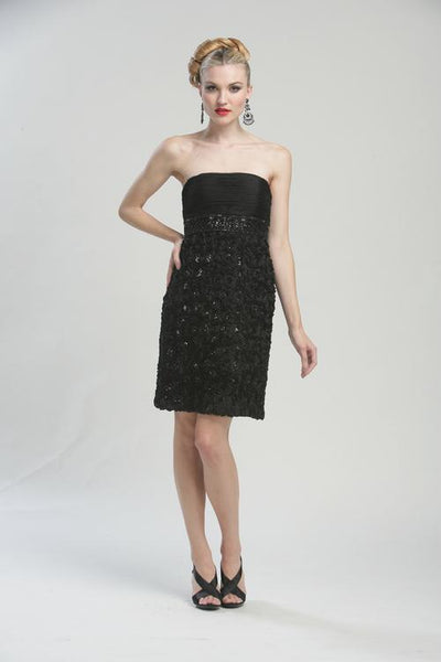 sue wong beaded strapless dress Sue Wong - N4100 Sleeveless Tiered Ruffle Cocktail Dress 0 / Champagne main image 1