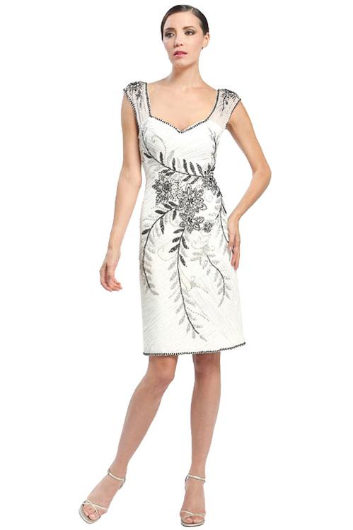 Sue Wong N4524 Sleeveless Dress In White CCSALE 4 / White