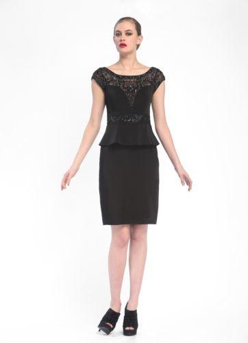 Sue Wong - N5334 Cap Sleeve Adorned Illusion Peplum Dress Special Occasion Dress 0 / Black