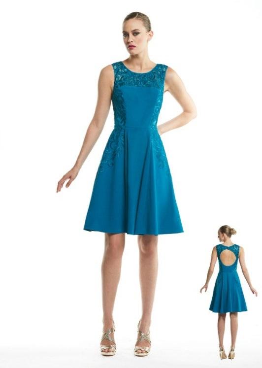 Sue Wong N5403 Sleeveless Embroidered A-line Dress CCSALE 6 / Teal