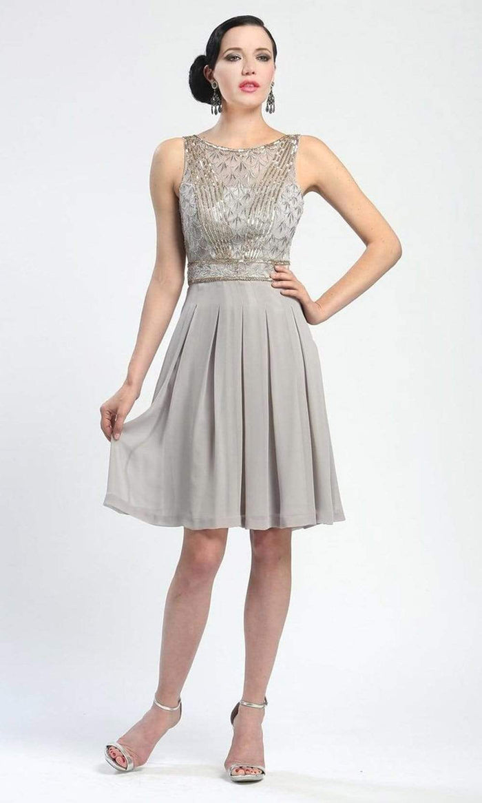Sue Wong - Ornate V-Cut Back Dress N4216 Special Occasion Dress 0 / Platinum