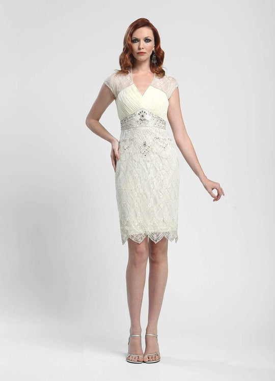 Sue Wong Pleated Chiffon Bodice Dress Cocktail Dress - 1 pc Ivory in Size 4 Available CCSALE