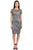 Sue Wong Short Sleeve Sheath Cocktail Dress in Charcoal N3505 CCSALE 6 / Charcoal