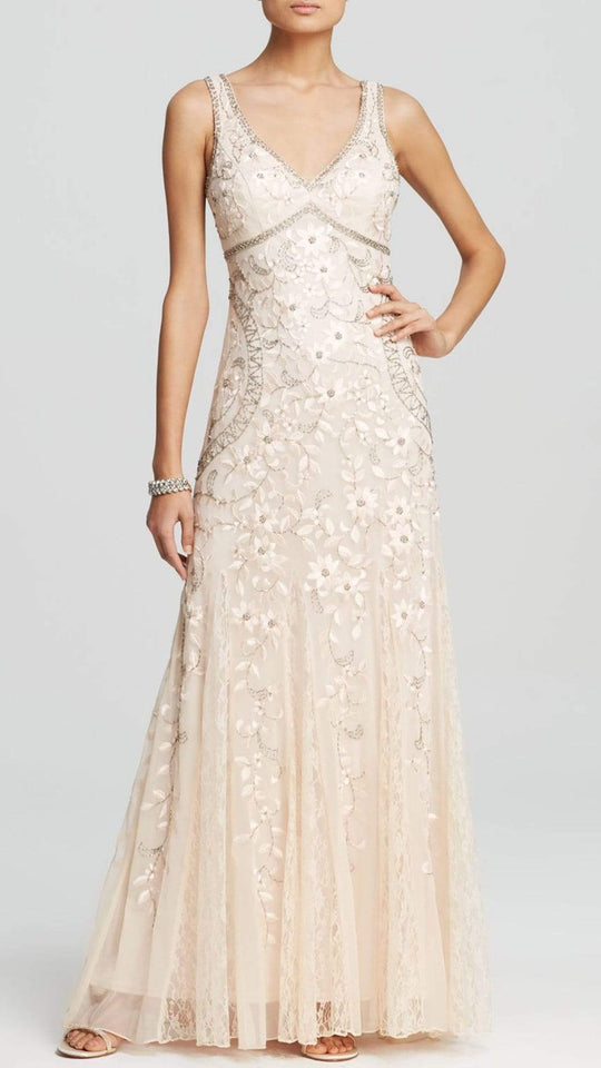 Sue Wong Sleeveless Embellished Long Dress N1118 - 1 pc Ivory in Size 6 available CCSALE