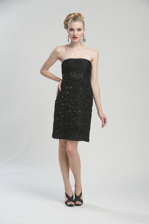 Sue Wong Strapless Rosette Empire Sheath Dress N3204 - 1 pc Black In Size 6 Available CCSALE 6 / Black