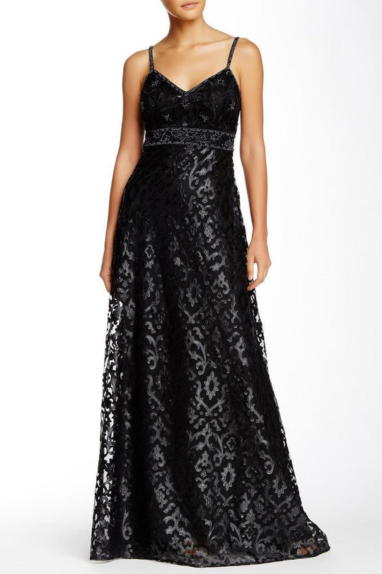 Sue Wong W5200 Embellished V-Neck Evening Dress CCSALE 8 / Black