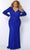 Sydney's Closet - JK2104 Long Sleeve V-Neck Sparkly Lace Gown Pageant Dresses 14 / Cobalt