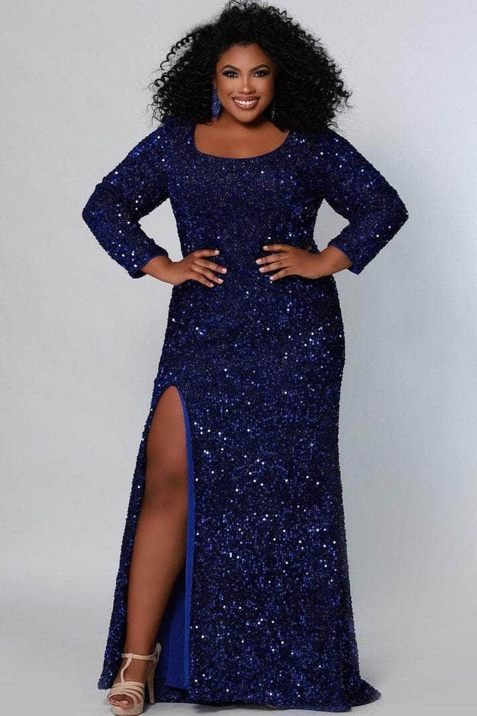 Sydney's Closet Sequined Long Sleeve Formal Dress SC7320 pc