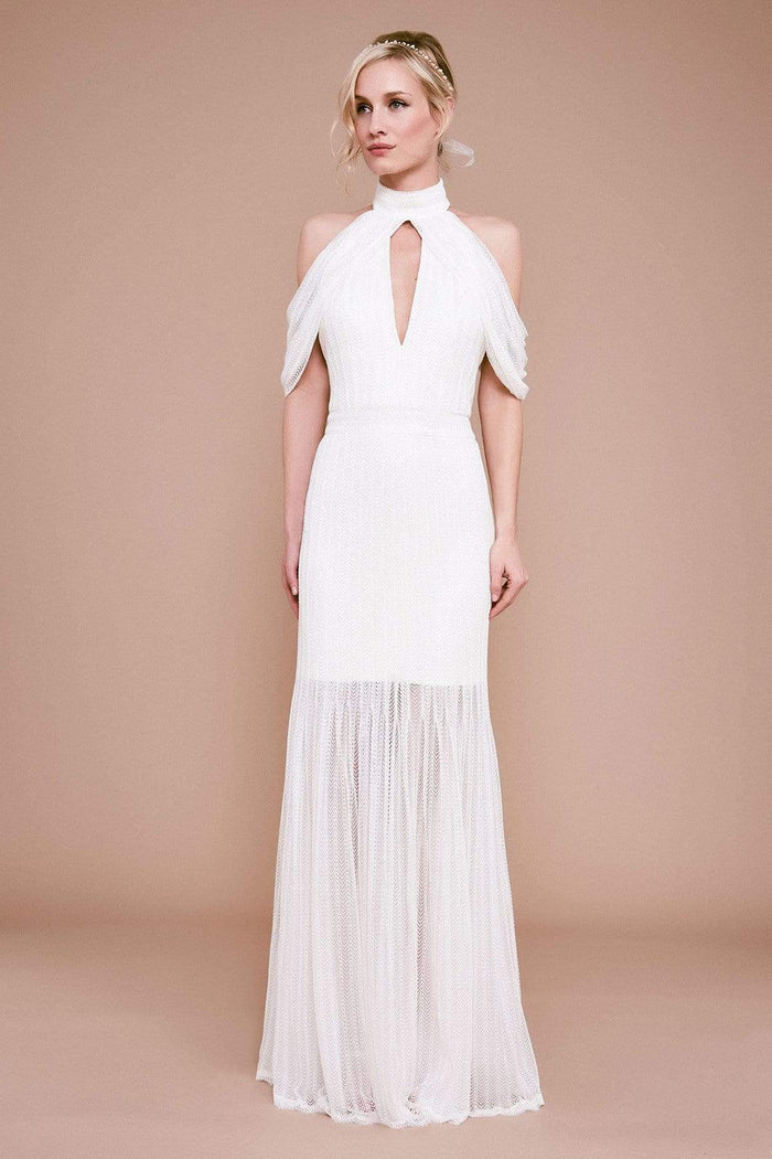 Tadashi Shoji - Alcott Cold-Shoulder Corded Lace Gown Wedding Dresses 0 / Ivory