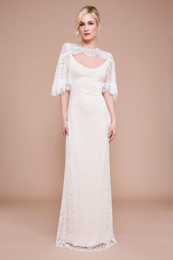 Tadashi Shoji - Atwood Open-back Lace Gown Wedding Dresses 0 / Ivory/Petal