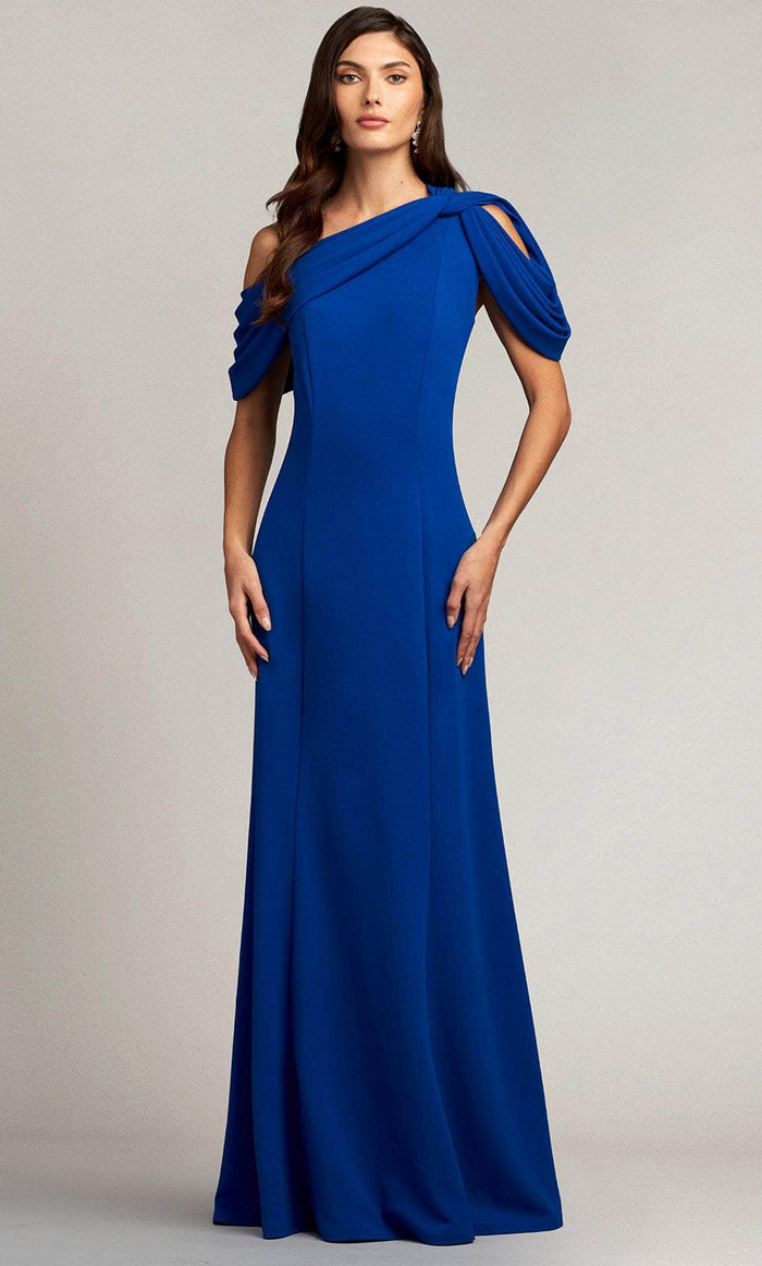 Tadashi Shoji BOS22037L - Asymmetrically Pleated Formal Gown Evening Dresses 00 / Mystic Blue