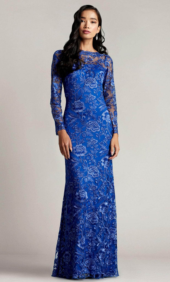 Tadashi Shoji BRX22417L - Full Length Embroidered Floral Gown Evening Dresses 00 / Lagoon