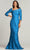 Tadashi Shoji BSW22005L - Calder Floral Jacquard Gown Special Occasion Dress 00 / Sky