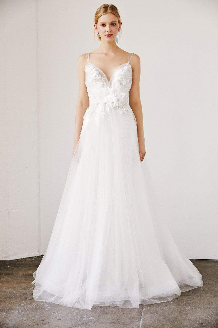 Tadashi Shoji - Conradina Tulle Applique Gown Wedding Dresses 0 / Ivory