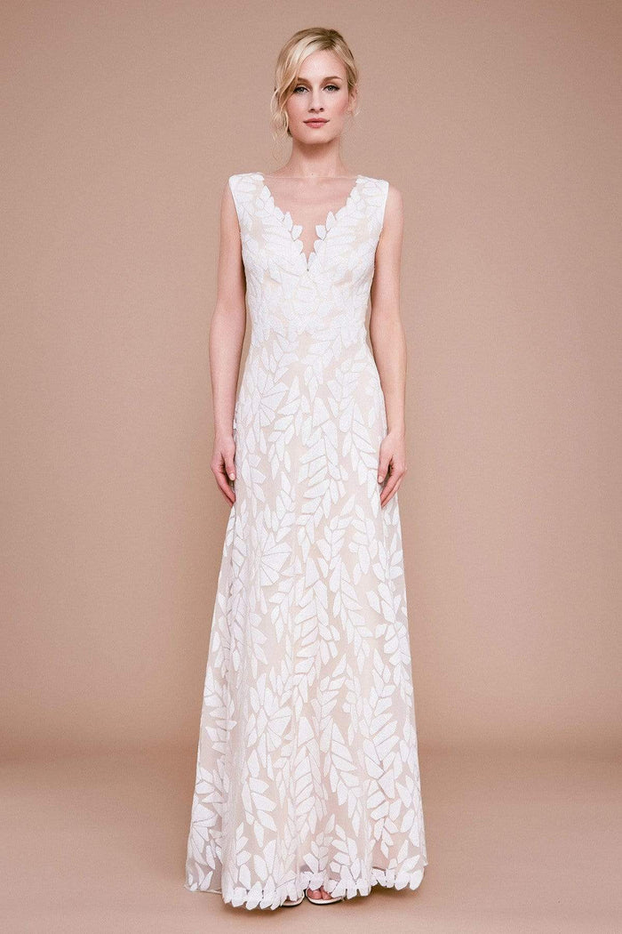 Tadashi Shoji - Frances Sequin Embroidered Tulle Gown Wedding Dresses 0 / Ivory/Petal
