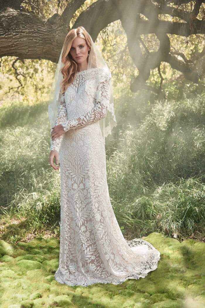 Tadashi Shoji - Long Sleeve Embroidered Bateau Wedding Dress Couture Candy Tadashi Shoji - Long Sleeve Embroidered Bateau Wedding Dress Couture Candy
