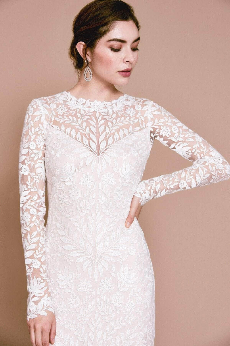 Tadashi Shoji - Long Sleeve Embroidered Bateau Wedding Dress – Couture ...