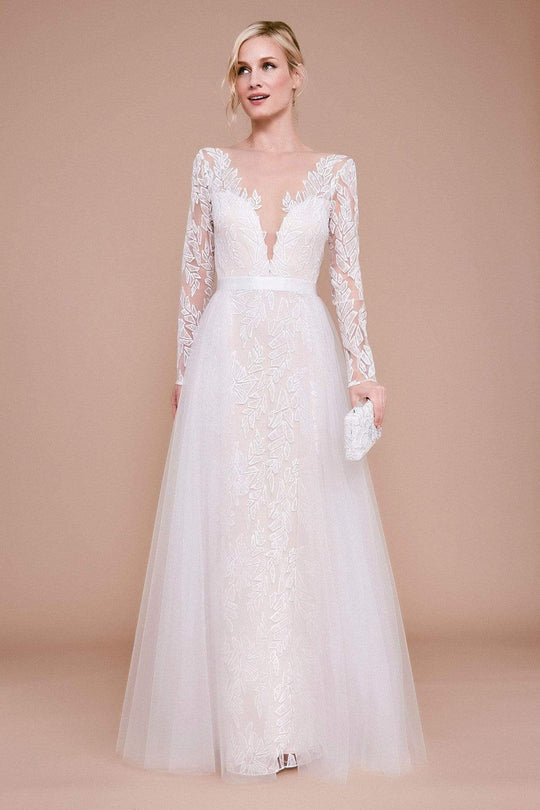 Tadashi Shoji - Louisa Long-Sleeve Lace Tulle Gown