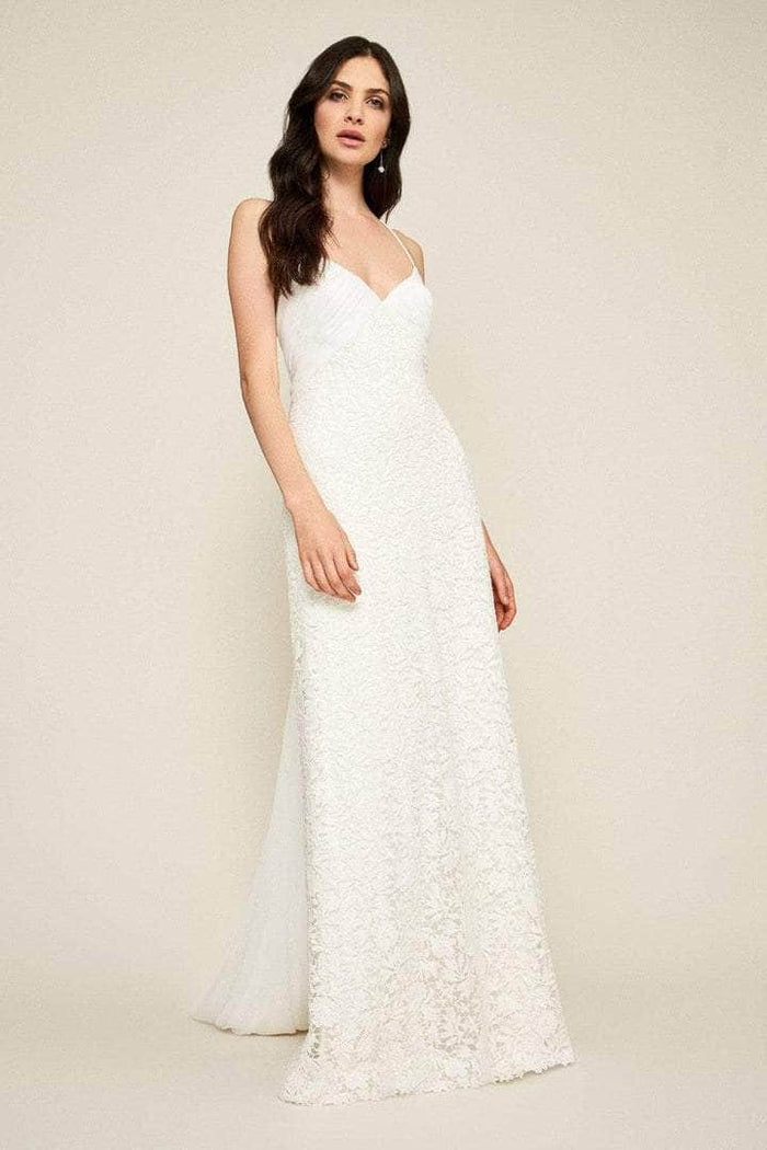 Tadashi Shoji - Spaghetti Strap Lace Bridal Gown BDS18865LBR - 1 pc Ivory in Size 4 Available CCSALE 4 / Ivory