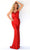 Tarik Ediz - 50851 Cowl Neck Sheath Dress With Train Prom Dresses 0 / Red