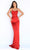 Tarik Ediz - 50852 Halter Neck Ruched Sheath Dress Prom Dresses 0 / Red