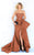 Tarik Ediz - 50868 Strapless Sweetheart Pleated Bodice High Slit Gown Evening Dresses 0 / Sunset