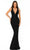 Tarik Ediz - 51017 Plunging V-Neck Trumpet Evening Dress Prom Dresses 0 / Black