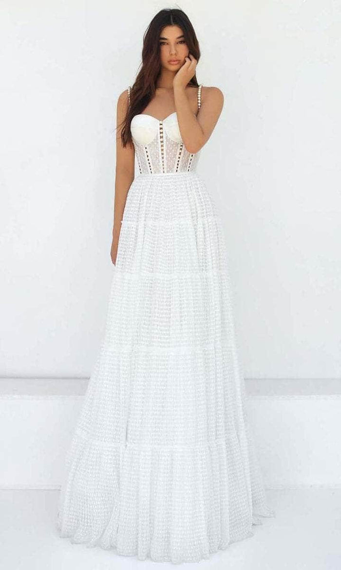 Tarik Ediz - 51023 Embellished Sweetheart Neck Evening Dress - 1 pc Ivory in Size 4 Available CCSALE 4 / Ivory