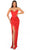 Tarik Ediz - 51051 Strapless Knot Draped Gown Prom Dresses 0 / Red