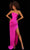 Tarik Ediz - 51147 Asymmetrical Bodice High Slit Gown Prom Dresses 0 / Fuchsia