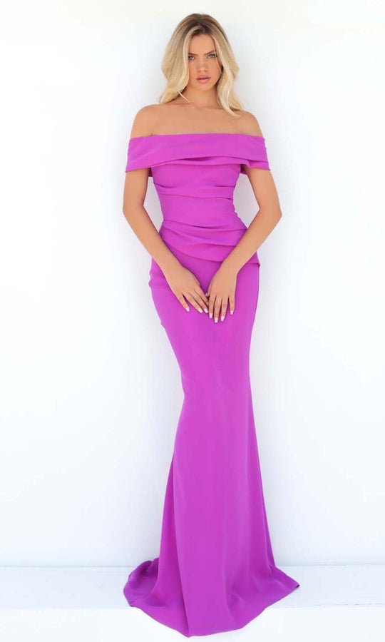 Tarik Ediz - 51155 Ruched Off Shoulder Gown
