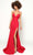 Tarik Ediz - 51184 Spaghetti Strap High Slit Gown Prom Dresses 0 / Red