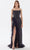 Tarik Ediz 52004 - Strapless Feathered Slit Prom Gown Prom Dresses 00 / Black