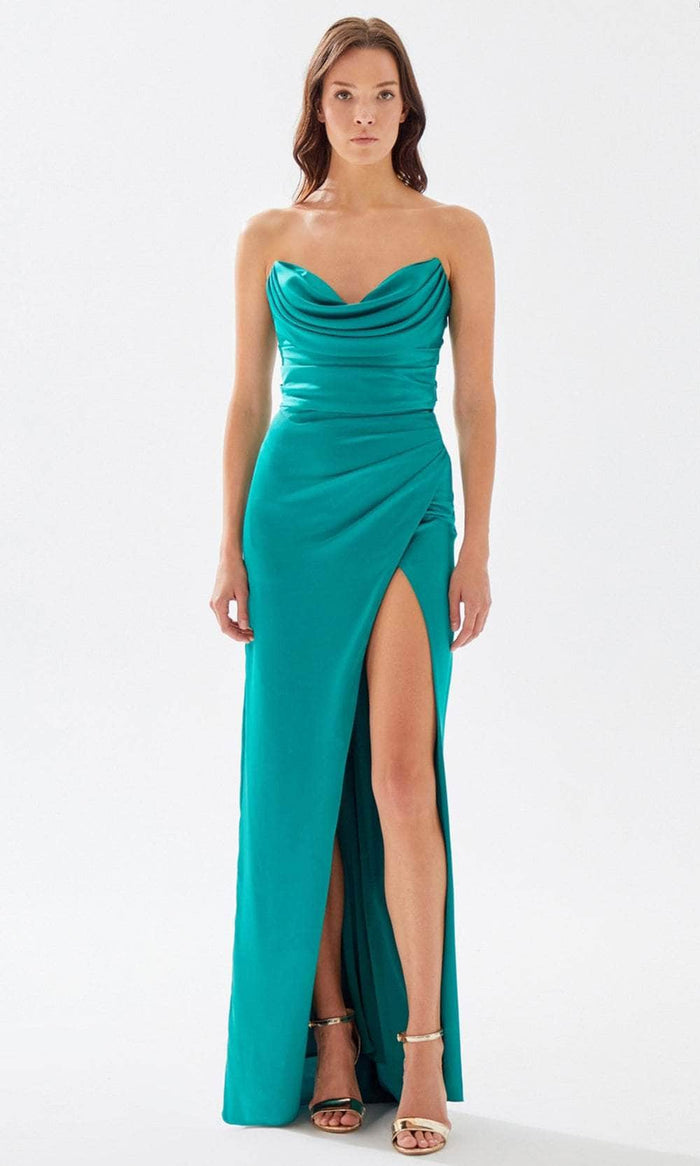 Tarik Ediz 52020 - Draped Sweetheart Prom Dress Prom Dresses 00 / Emerald